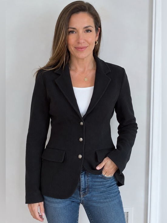 Lauren Ralph Lauren Jackets & Blazers - Lauren Ralph Lauren Black Minimalist Classic 100% Cotton Women's Blazer Jacket